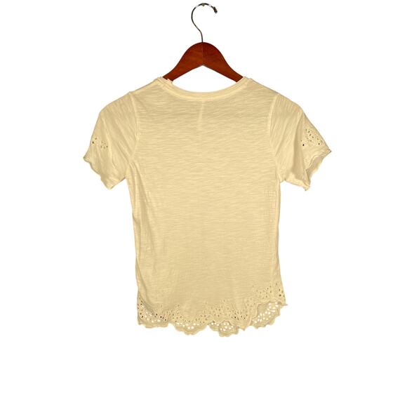 Free People Eyelet Tee Women’s Small Cream Summer Basic Casual Delicate - Picture 4 of 7